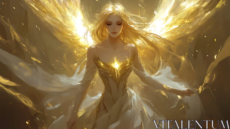 Ethereal Angel in Glimmering Gold