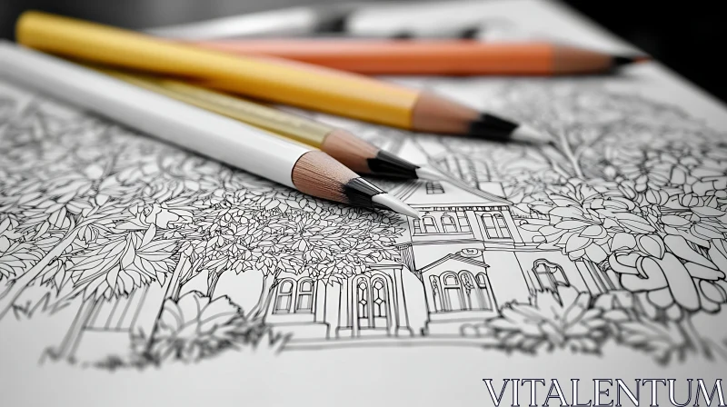 Pencils on House Drawing AI Image