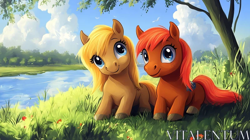 Ponies Cartoon Illustration