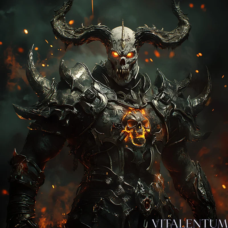 Menacing Horned Demon in Dark Armor