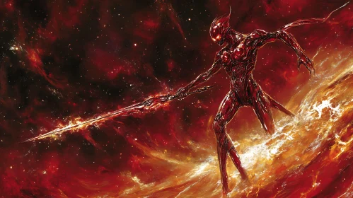Crimson Warrior with Burning Blade