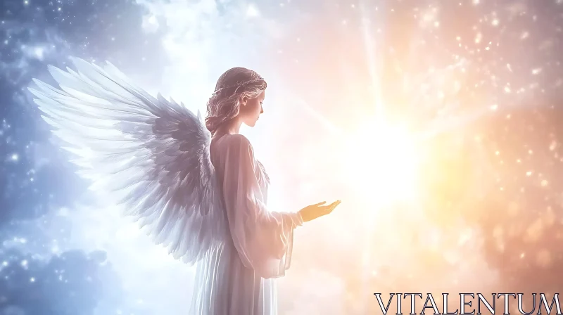 Angel with Wings in Divine Light