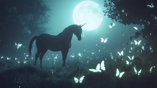 Enchanted Unicorn with Butterflies