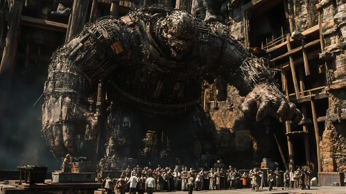Steampunk Giant and People