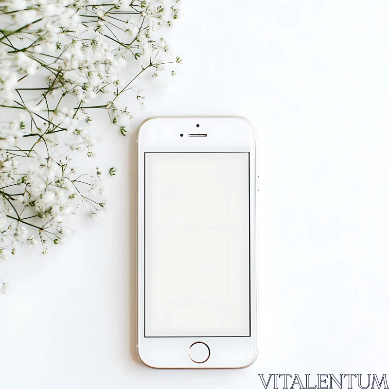 Minimalist Phone and Flower Still Life