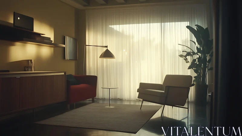 Modern Interior with Armchair and Plant
