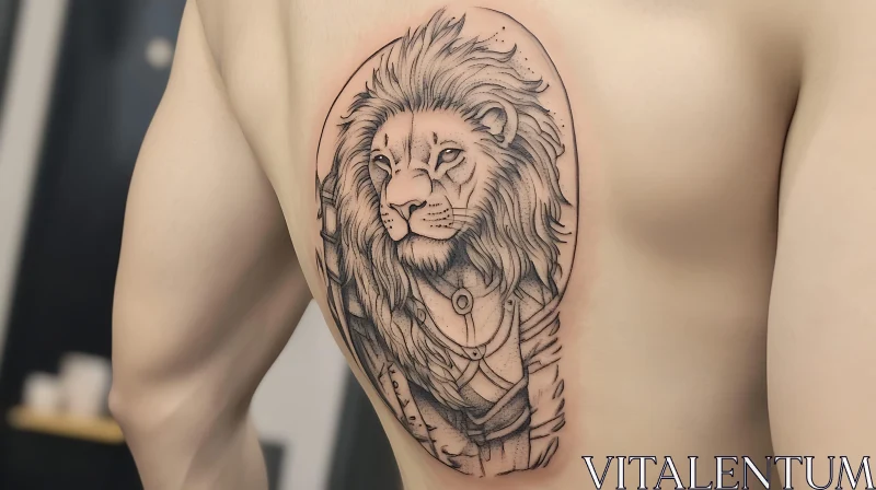 Regal Lion Chest Tattoo Design