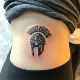 Spartan Helmet Tattoo on Rib