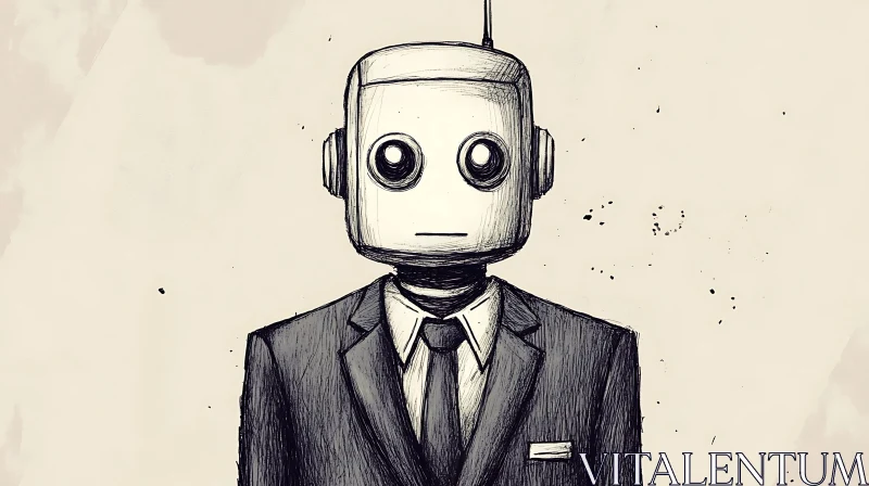Monochrome Robot Portrait in Business Suit
