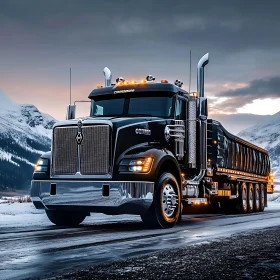 Industrial Truck on a Winter Road