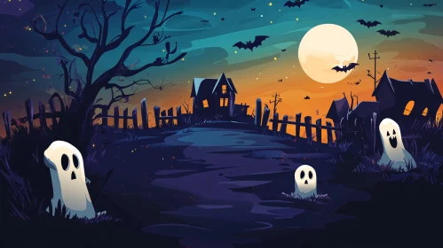 Haunted Halloween Night Scene