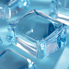 Minimalist Glass Cube in Blue Tones