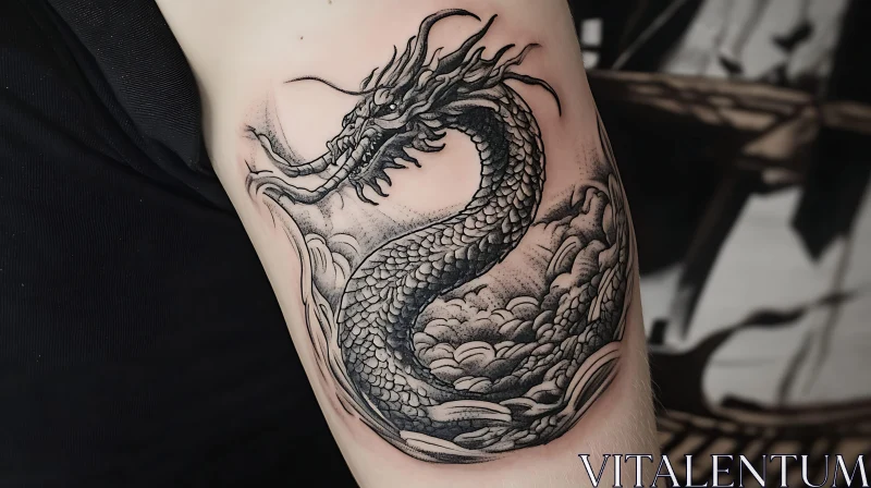 Traditional Eastern Dragon Arm Tattoo AI Image