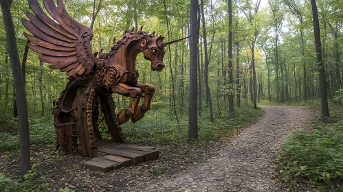 Forest Sculpture: Winged Unicorn