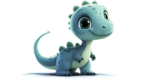 Pastel Blue Dinosaur Character Design