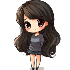 Cute Anime Style Girl Drawing