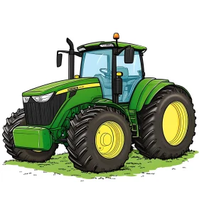 Green Tractor Cartoon Illustration