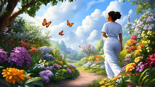 Serene Garden Walk with Butterflies