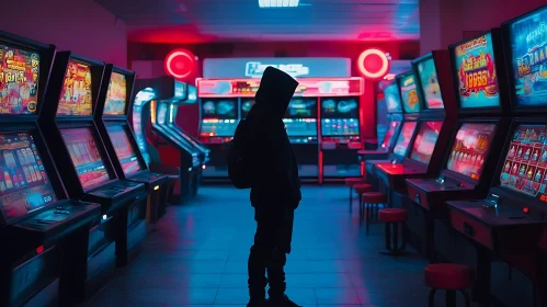 Arcade Night: Silhouette in Neon