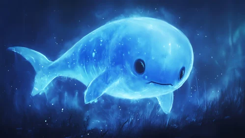Ethereal Blue Whale in Dreamy Depths