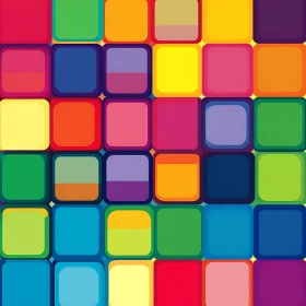Abstract Mosaic of Colorful Rounded Squares
