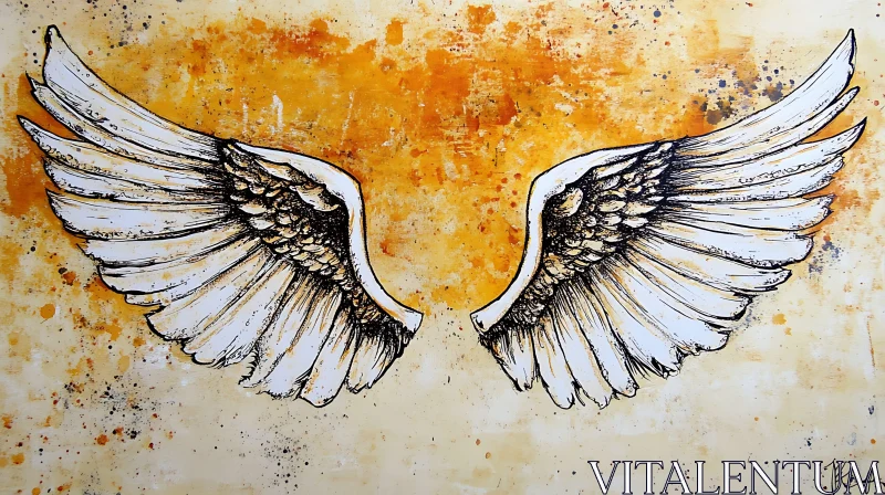 Angelic Wings Art on Textured Background