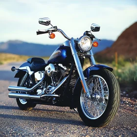 Classic Motorcycle on a Desert Road