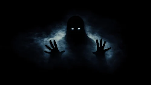 Mysterious Silhouette with Glowing Eyes