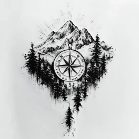 Mountain Compass Drawing