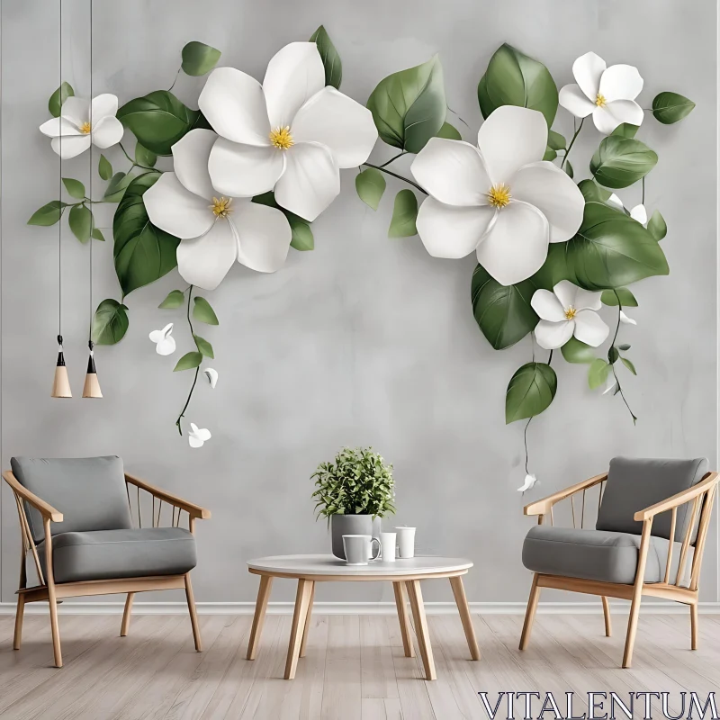 Floral Interior Design with Modern Furniture