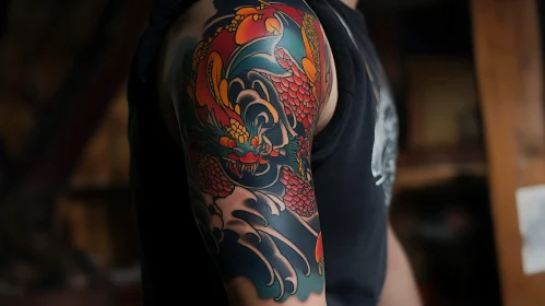 Intricate Upper Arm Dragon Tattoo