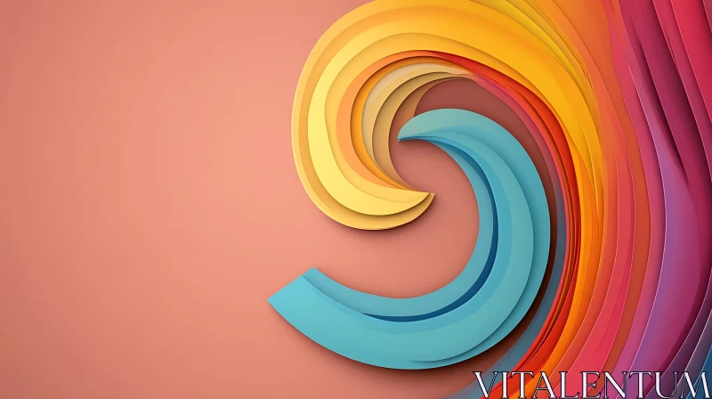Modern Abstract Swirl Design with Salmon Background