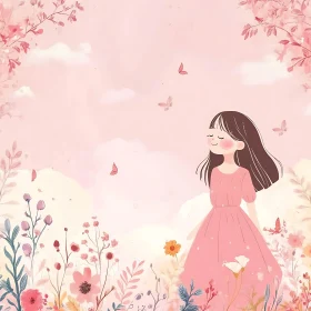 Serene Girl in a Floral Meadow