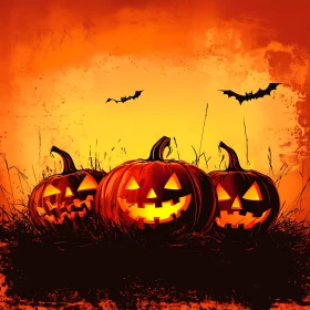 Spooky Halloween Pumpkin Trio