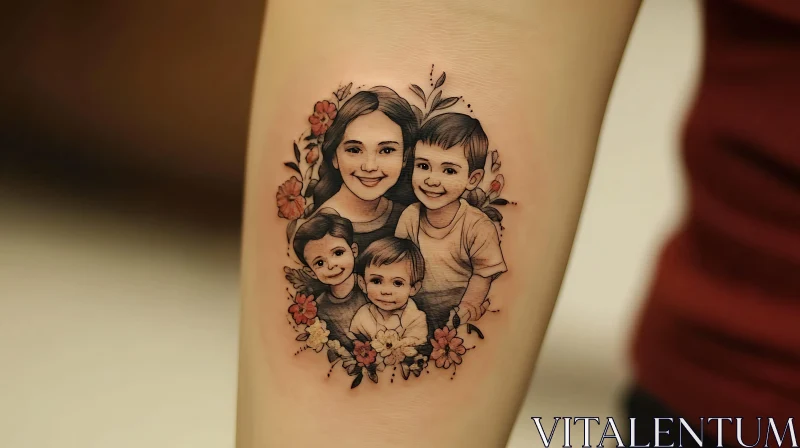 Intricate Family Portrait Tattoo