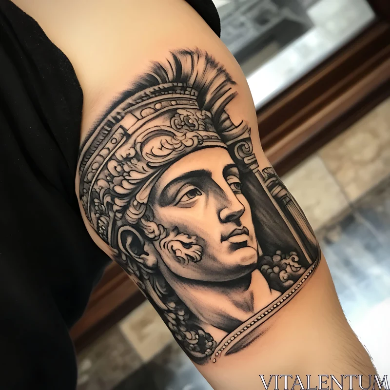 Classical Roman Helmet Tattoo Detailed Artwork