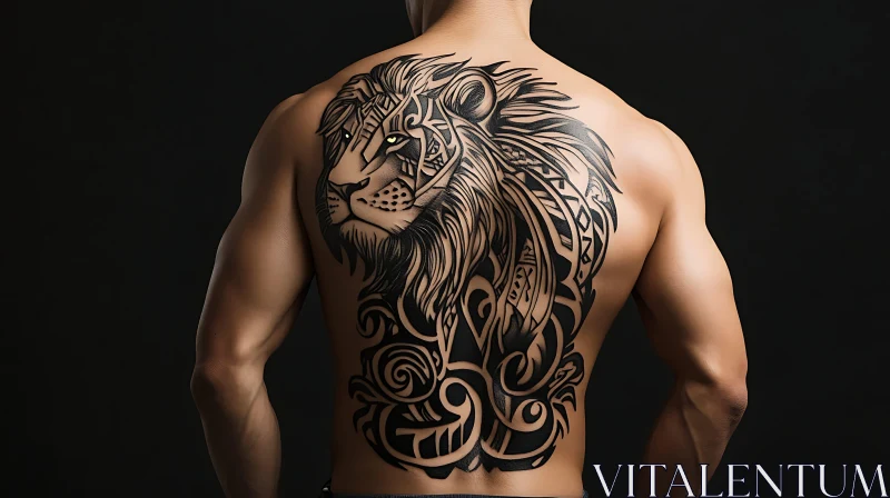 Tribal Lion Back Tattoo Art