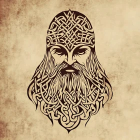 Sepia Toned Viking Warrior with Knotwork
