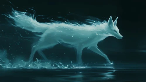 Mystical Fox on Water Surface