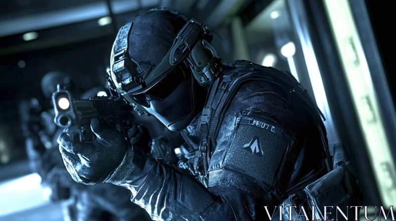 AI ART Soldier with Gun in Dark Setting