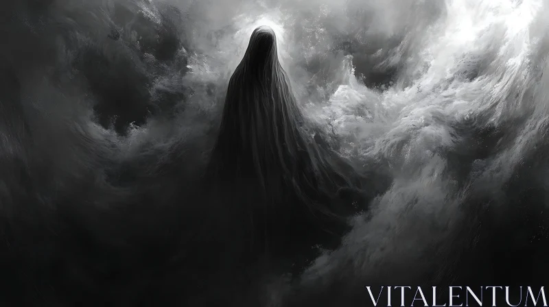 Monochrome Shrouded Figure Art Print