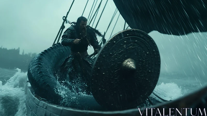 Fierce Viking in Rough Waters