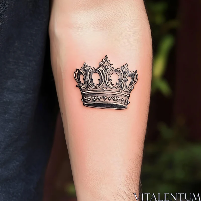 Intricate Crown Arm Tattoo