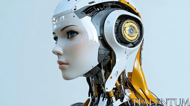 High-Tech Humanlike Robot Close-up