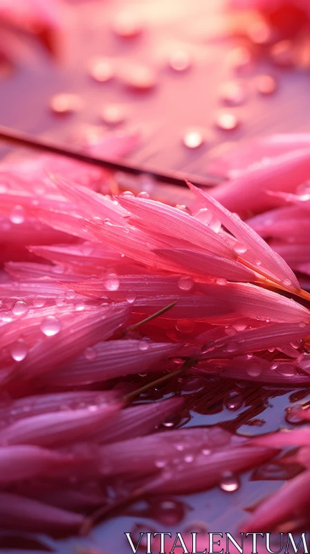 Captivating Photorealistic Image of Dew-Kissed Pink Grass AI Image