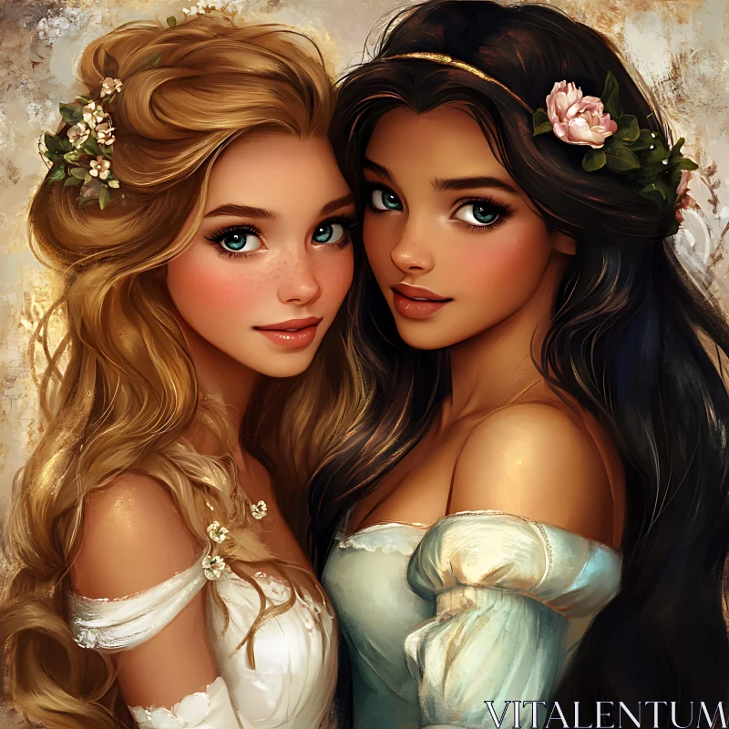 Charming Female Portrait with Floral Accents