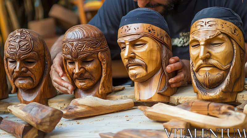 Hand Carved Wooden Heads Showcase