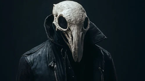 Dark Figure with Bird Skull Mask