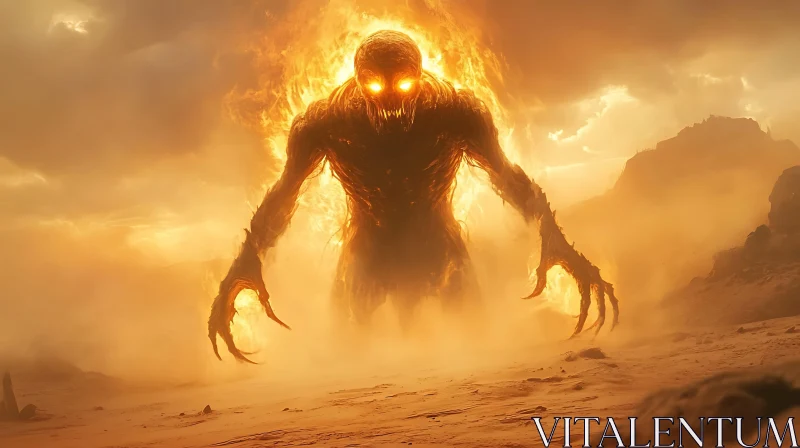 Fiery Demon in Barren Landscape