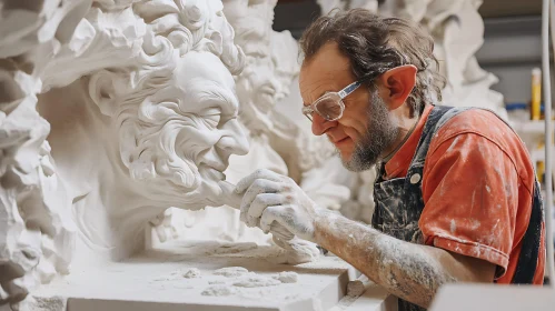Man Creating Sculpture
